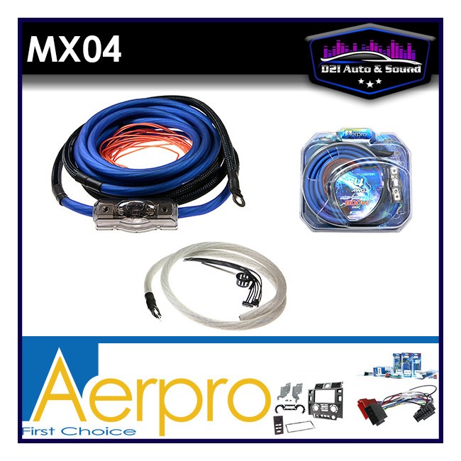 AERPRO MAXCOR MX04 4 AWG GAUGE 800W AMPLIFIER WIRING INSTALLATION KIT AMP